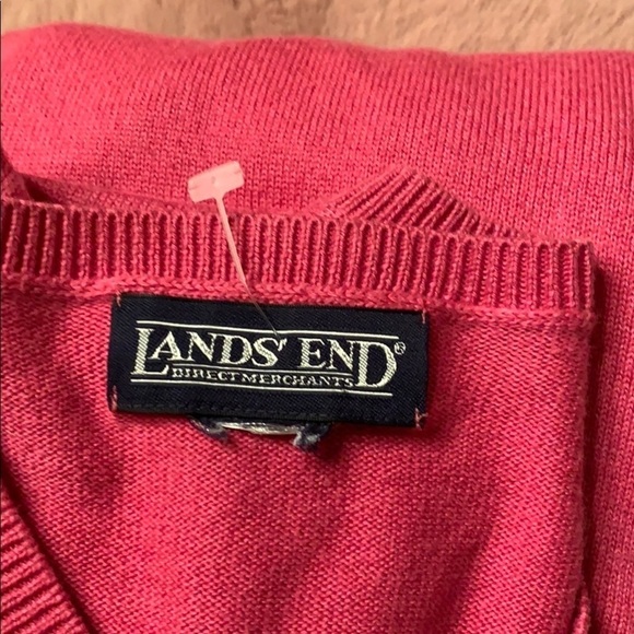 Lands' End Pink V-Neck Sweater Soft Knit - Picture 6 of 6
